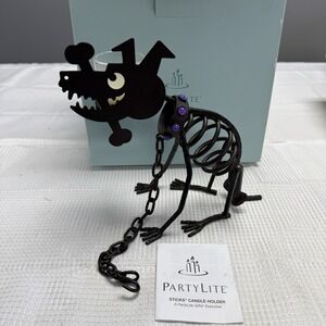 Partylite STICKS Dog Skeleton Tealight Votive Halloween Scary Pup Metal Retired